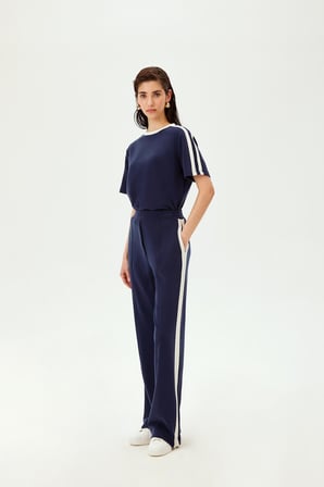 Beli Lastikli Nervürlü Modal Karışım Örme Pantolon