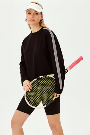 Çizgi Detaylı Oversize Sweatshirt