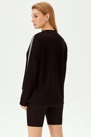 Çizgi Detaylı Oversize Sweatshirt