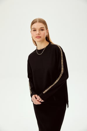 Çizgi Detaylı Oversize Sweatshirt
