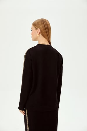 Çizgi Detaylı Oversize Sweatshirt