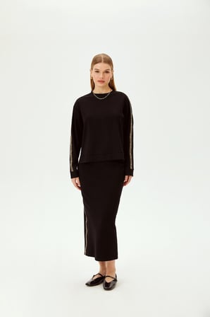 Çizgi Detaylı Oversize Sweatshirt