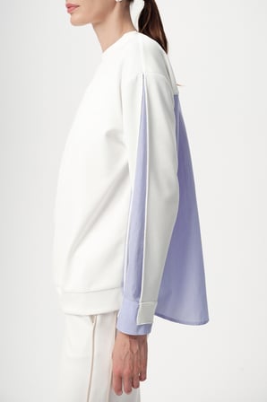 Kolu Gömlek Detaylı Örme Sweatshirt