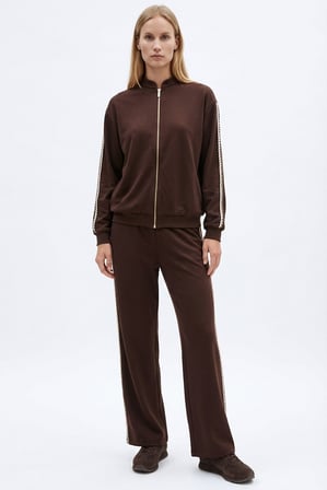 Kolları Şerit Detaylı Dik Yakalı Regular Örme Sweatshirt