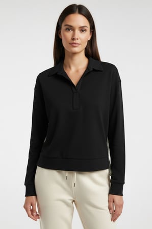 Sırtı Çizgili Gömlek Detaylı Örme Sweatshirt