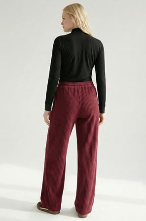 Kadife Beli Bağcıklı Geniş Paça Regular Pantolon