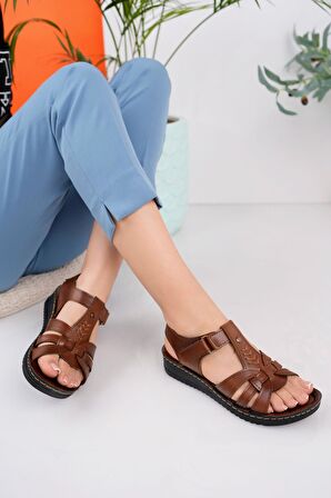 Muggo Soft Kadın Garantili Günlük Ortopedik Kaymaz Taban Comfort Rahat Sandalet