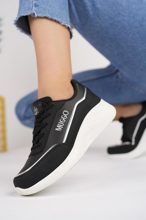 Muggo Happy Garantili Kadın Ortopedik Günlük Bağcıklı Şık Rahat Sneaker Spor Ayakkabı