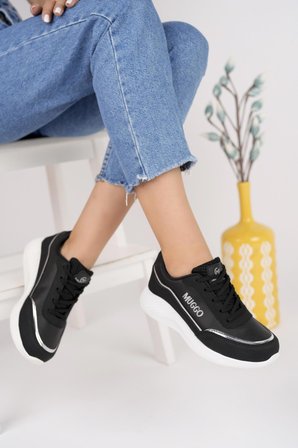 Muggo Happy Garantili Kadın Ortopedik Günlük Bağcıklı Şık Rahat Sneaker Spor Ayakkabı