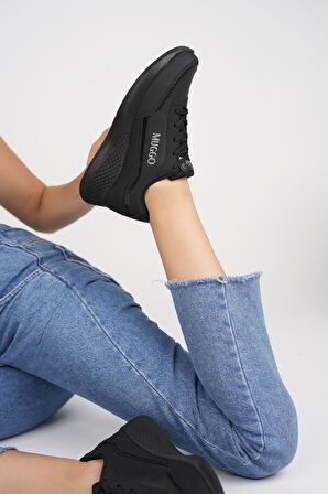 Muggo Happy Garantili Kadın Ortopedik Günlük Bağcıklı Şık Rahat Sneaker Spor Ayakkabı