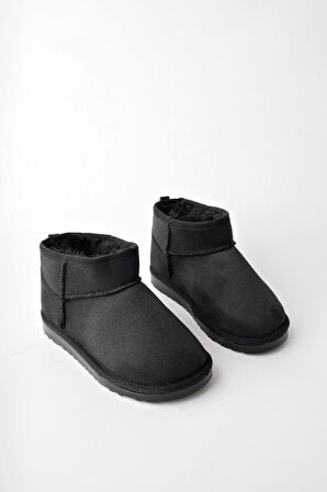 Muggo SNOW Garantili Unisex Çocuk Kalın Taban İçi Tüylü Günlük Mini Yarım Bot