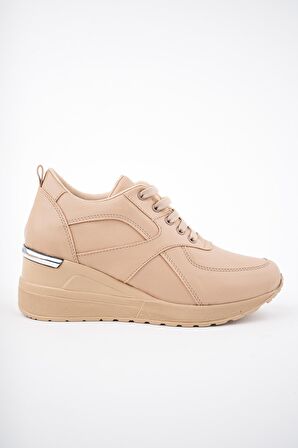 Muggo NEPAL Garantili Kadın Ortopedik Yüksek Taban Günlük Bağcıklı Sneaker Spor Ayakkabı