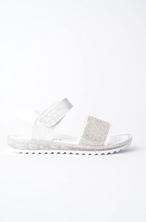 Muggo WİNNİE Garantili Günlük Ortopedik Hafif Taban Taşlı  ve Cırtlı Kız Çocuk Sandalet