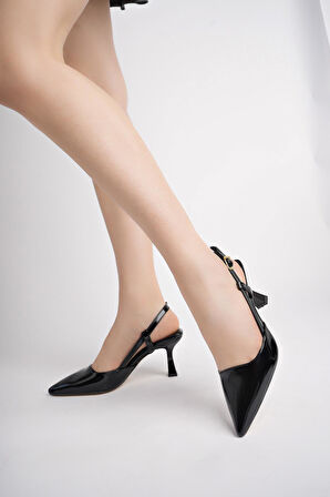 Muggo ZENDAYA Garantili Sivri Burun Yanları Açık Kadın Klasik Topuklu Ayakkabı