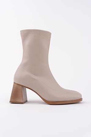 Muggo STORM Garantili Küt Burun Arkadan Fermuarlı Kadın Topuklu Bot