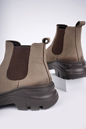 Muggo RAGNAR Garantili Hakiki Deri Kalın Taban Erkek Chelsea Bot