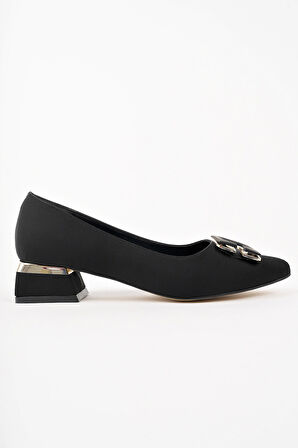 Muggo VENTİ Kalın Topuk Sivri Burun Tokalı Kadın Klasik Topuklu Ayakkabı