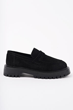 Muggo PARADİSE Hakiki Deri Kalın Taban Günlük Casual Makosen Kadın Loafer Ayakkabı