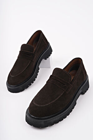 Muggo PARADİSE Hakiki Deri Kalın Taban Günlük Casual Makosen Kadın Loafer Ayakkabı