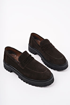 Muggo PARADİSE Hakiki Deri Kalın Taban Günlük Casual Makosen Kadın Loafer Ayakkabı