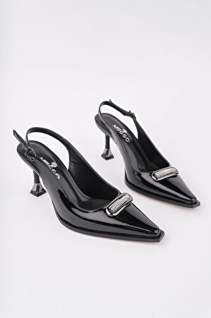Muggo HEELS Arkası Açık Toka Detaylı Günlük Klasik Topuklu Kadın Stiletto Ayakkabı