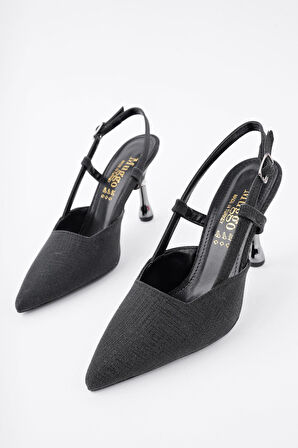 Muggo JESİ Sivri Burun Arkası Açık Günlük Klasik Kadın Topuklu Ayakkabı