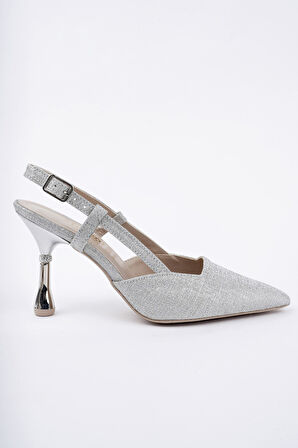 Muggo JESİ Sivri Burun Arkası Açık Günlük Klasik Kadın Topuklu Ayakkabı