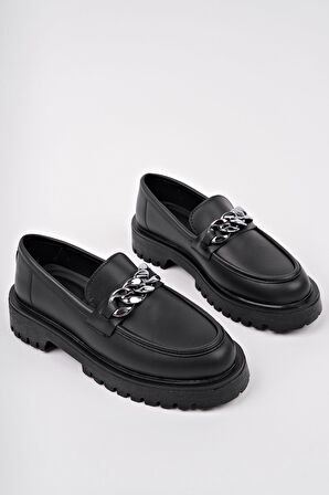 Muggo DAİLY Kalın Taban Tokalı Günlük Casual Makosen Kadın Loafer Ayakkabı