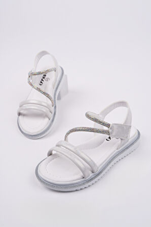 Muggo MQUEEN Cırtlı ve Simli Günlük Kız Çocuk Sandalet