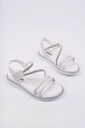 Muggo MQUEEN Cırtlı ve Simli Günlük Kız Çocuk Sandalet