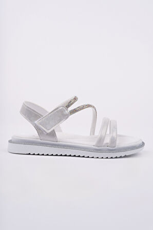 Muggo MQUEEN Cırtlı ve Simli Günlük Kız Çocuk Sandalet