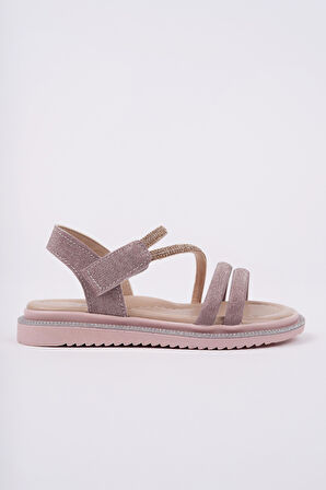 Muggo MQUEEN Cırtlı ve Simli Günlük Kız Çocuk Sandalet