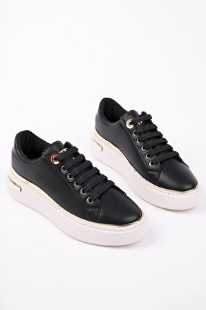 Muggo SVETLANA İnce Şerit Detaylı Bağcıklı Günlük Kadın Sneaker Spor Ayakkabı