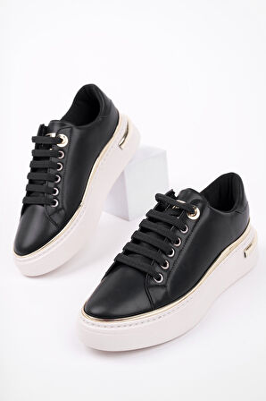 Muggo SVETLANA İnce Şerit Detaylı Bağcıklı Günlük Kadın Sneaker Spor Ayakkabı