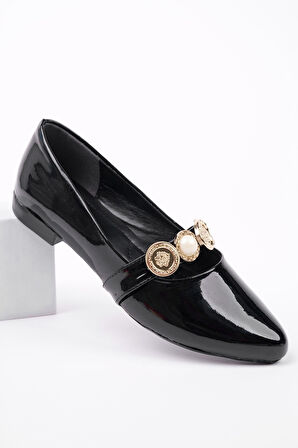 Muggo POENA Broş Detaylı Tek Bantlı Günlük Kadın Babet