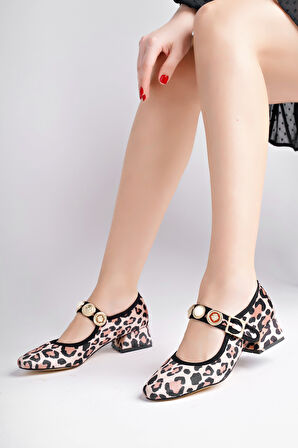 Muggo PREETİ Broş Detaylı Tek Bantlı Günlük Kadın Topuklu Ayakkabı