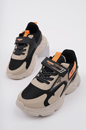 Muggo PANTER Kalın Taban Cırtlı ve Bağcıklı Unisex Çocuk Sneaker Spor Ayakkabı