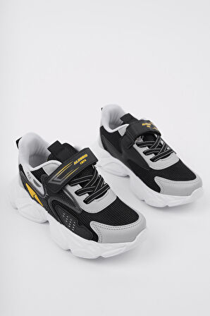 Muggo PANTER Kalın Taban Cırtlı ve Bağcıklı Unisex Çocuk Sneaker Spor Ayakkabı