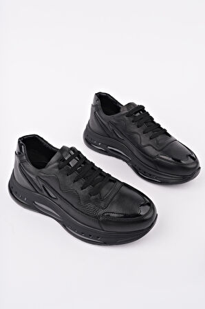 Muggo POWER Bağcıklı Hakiki Deri Kalın Taban Erkek Günlük Sneaker Spor Ayakkabı