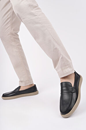 Muggo HARNAZ Bağcıksız Hakiki Deri Erkek Günlük Casual Ayakkabı