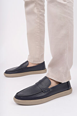 Muggo HARNAZ Bağcıksız Hakiki Deri Erkek Günlük Casual Ayakkabı