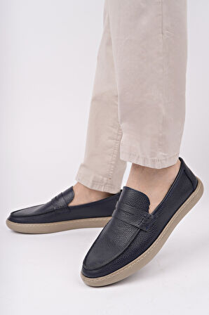 Muggo HARNAZ Bağcıksız Hakiki Deri Erkek Günlük Casual Ayakkabı