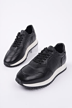 Muggo HARWİL Kalın Taban Bağcıklı Hakiki Deri Erkek Günlük Sneaker Spor Ayakkabı