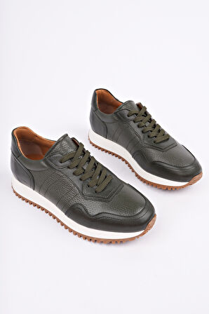 Muggo HARWİL Kalın Taban Bağcıklı Hakiki Deri Erkek Günlük Sneaker Spor Ayakkabı