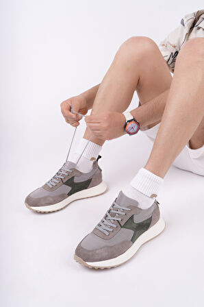 Muggo SVENSON Kalın Taban Bağcıklı Hakiki Deri Erkek Günlük Sneaker Spor Ayakkabı