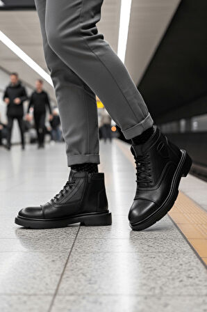 Muggo GUSTA Bağcıklı Fermuarlı İçi Kürklü Erkek Kışlık Bot