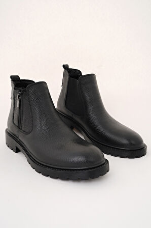 Muggo LUXOR Hakiki Deri Fermuarlı Erkek Kışlık Bot