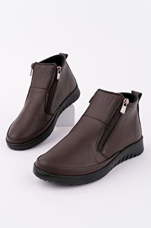 Muggo FENİKS Hakiki Deri Çift Fermuarlı Kadın Bot