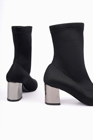 Muggo GRANDE Sivri Burun Kalın Topuklu Kadın Streç Bot