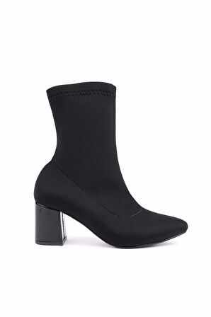 Muggo MAGNUS Sivri Burun Kalın Topuklu Kadın Streç Bot